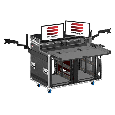 AVPro Case for Regie Double Sliding Slam Door Rack 2x (12U+2U) and 4 Monitors by Santosom