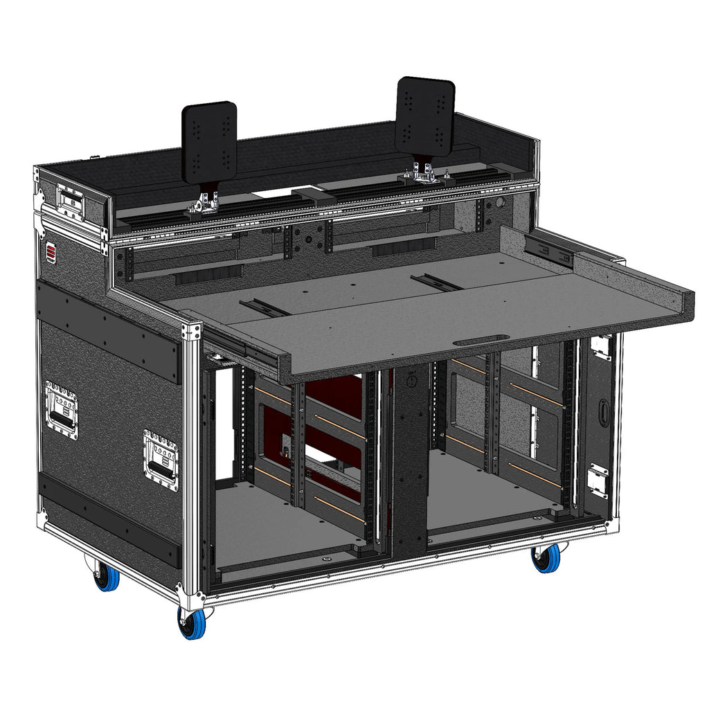 AVPro Case for Regie Double Sliding Slam Door Rack 2x (12U+2U) and 4 Monitors by Santosom