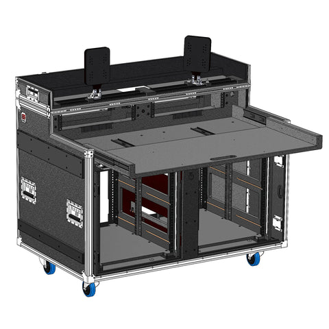 AVPro Case for Regie Double Sliding Slam Door Rack 2x (12U+2U) and 4 Monitors by Santosom