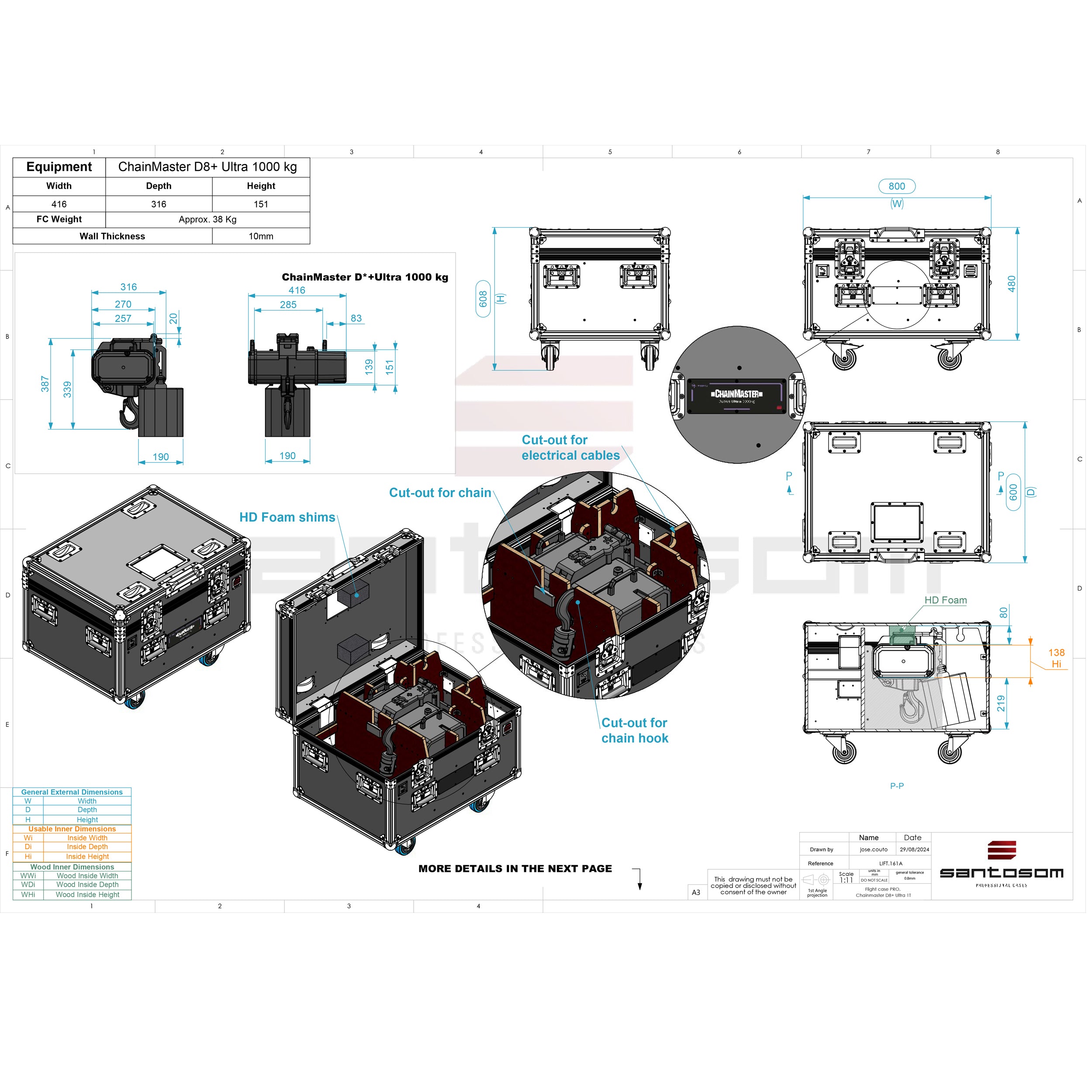 Flight case PRO, 1x ChainMaster D8+ Ultra 1T by Santosom