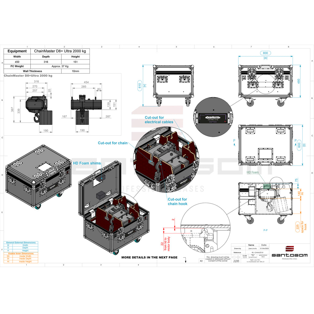 Flight case PRO, 1x ChainMaster D8+ Ultra 2T by Santosom