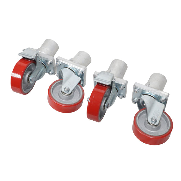 StageQ Locking Rolling Staging 10" Height Stage Legs with 4" Rubber Steel Casters Set of 4