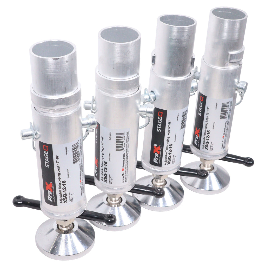 Set of (4) Telescoping Stage Legs with Ball Joint Adjusts from 12 to 15 inches compatible with ProX StageQ™