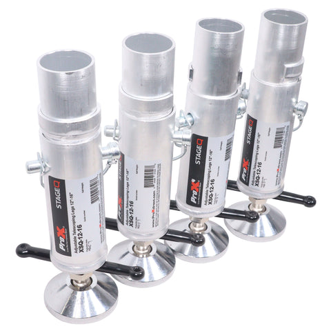 Set of (4) Telescoping Stage Legs with Ball Joint Adjusts from 12 to 15 inches compatible with ProX StageQ™