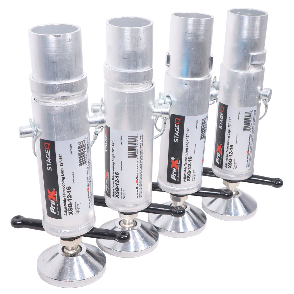 Set of (4) Telescoping Stage Legs with Ball Joint Adjusts from 12 to 15 inches compatible with ProX StageQ™