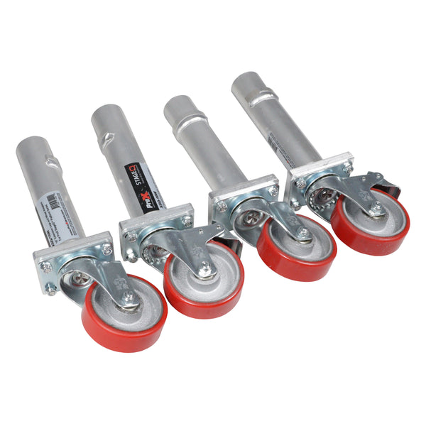 StageQ™ Locking Staging 16" Height Stage Legs with 5" Rubber Steel Casters | Set of 4