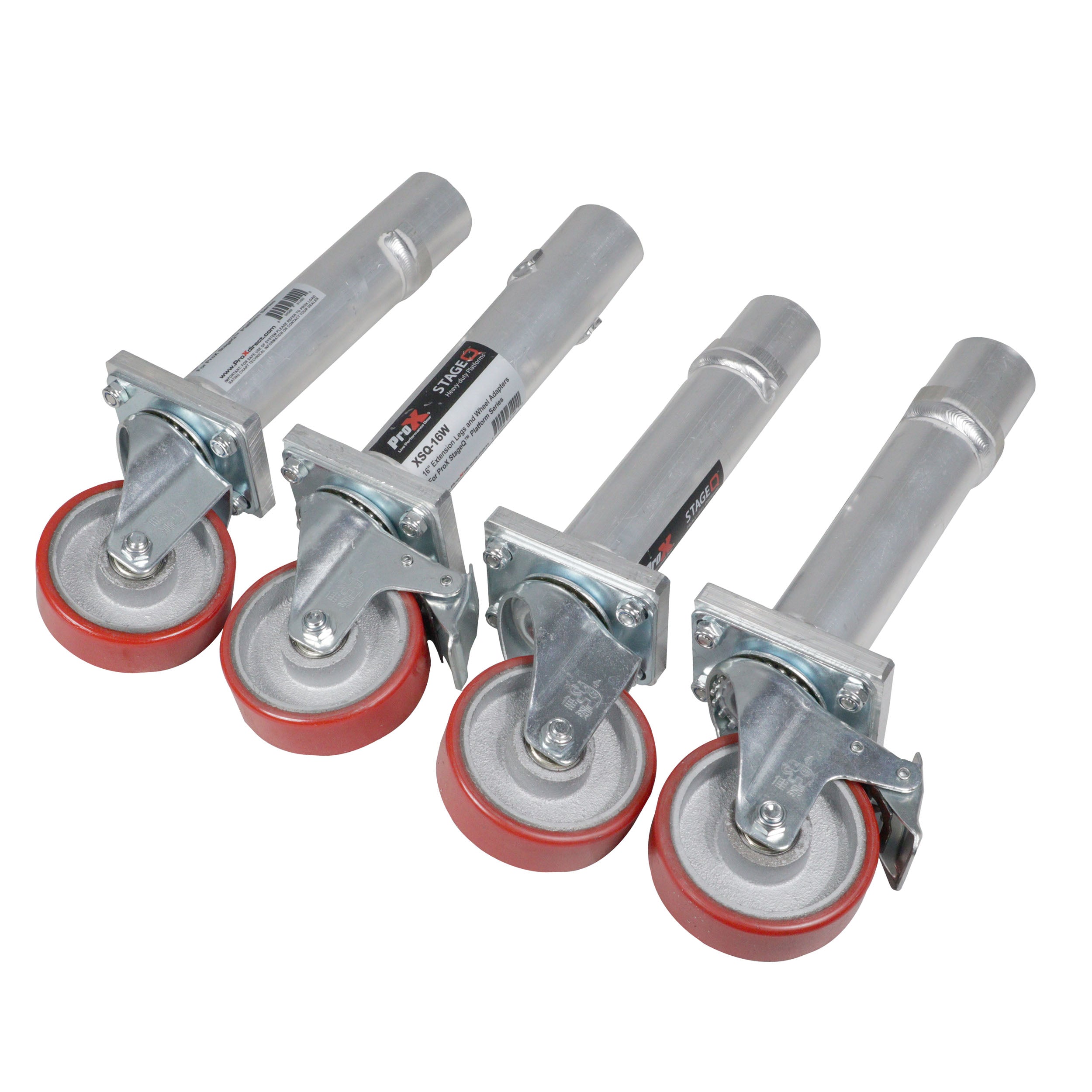 StageQ™ Locking Staging 16" Height Stage Legs with 5" Rubber Steel Casters | Set of 4