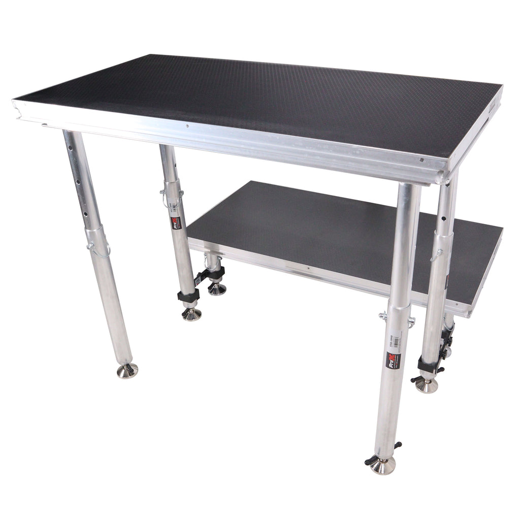 StageQ 2 ft x 4 ft Stage Deck w/ 4 Adjustable 28–48 inch Legs