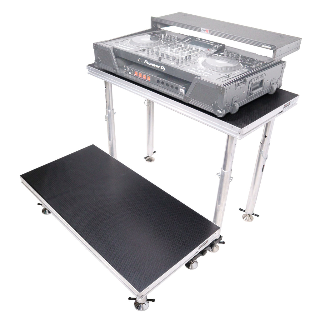 StageQ 2 ft x 4 ft Stage Deck w/ 4 Adjustable 28–48 inch Legs