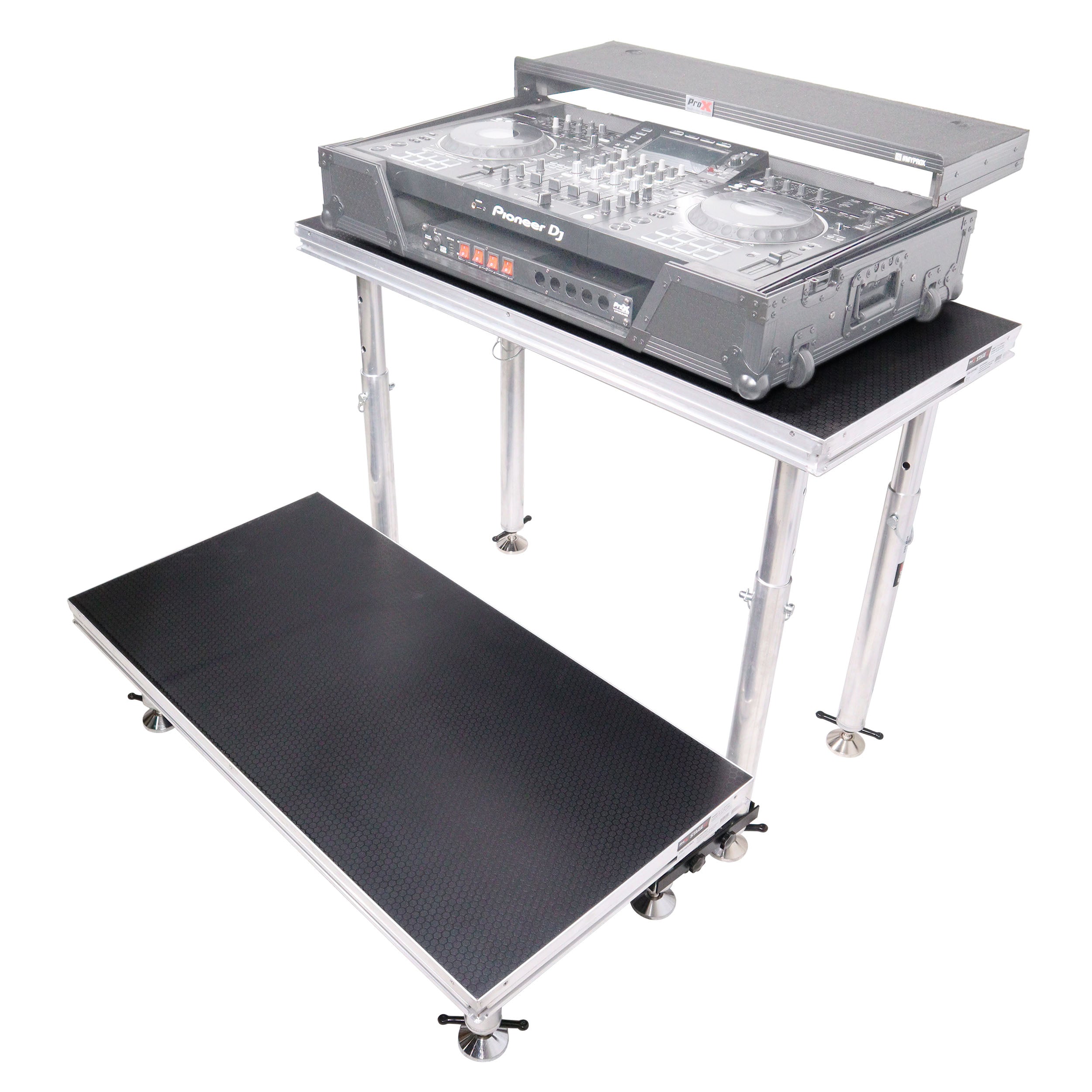 StageQ 2 ft x 4 ft Stage Deck w/ 4 Adjustable 28–48 inch Legs