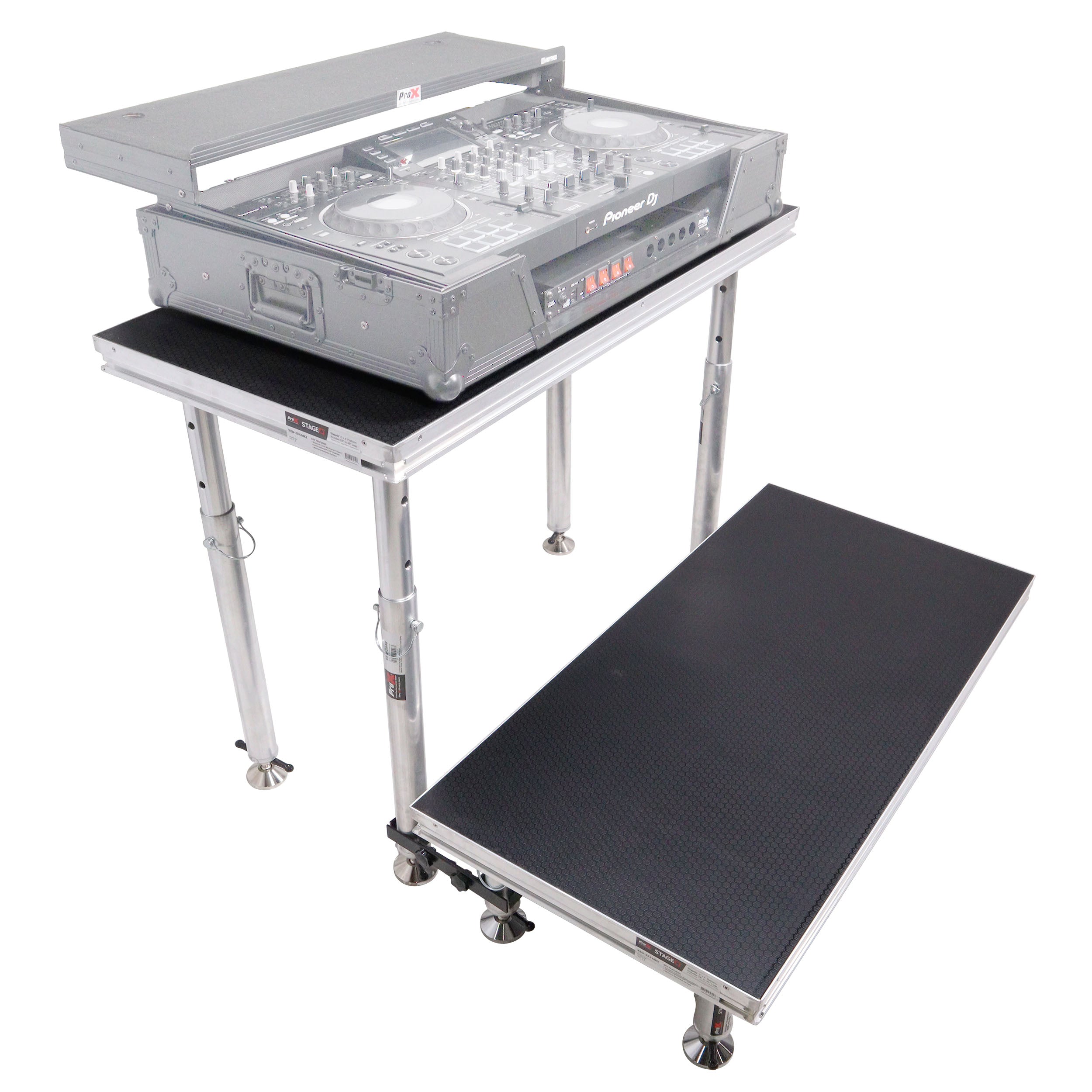 StageQ 2 ft x 4 ft Stage Deck w/ 4 Adjustable 28–48 inch Legs