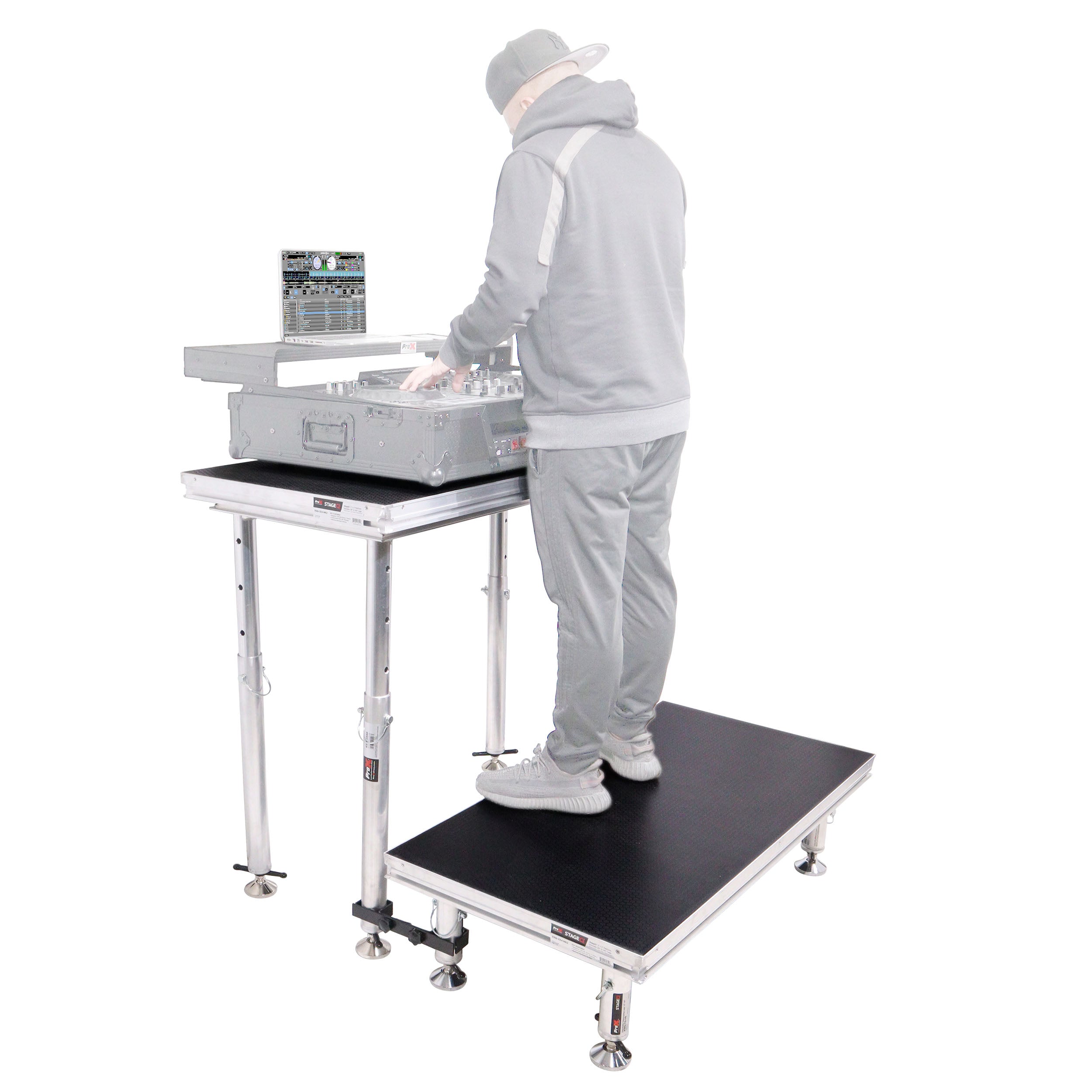 StageQ 2 ft x 4 ft Stage Deck w/ 4 Adjustable 28–48 inch Legs