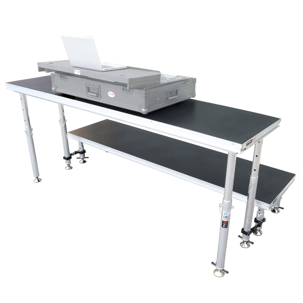 StageQ 2 ft x 8 ft Stage Deck w/ 4 Adjustable 28–48 inch Legs