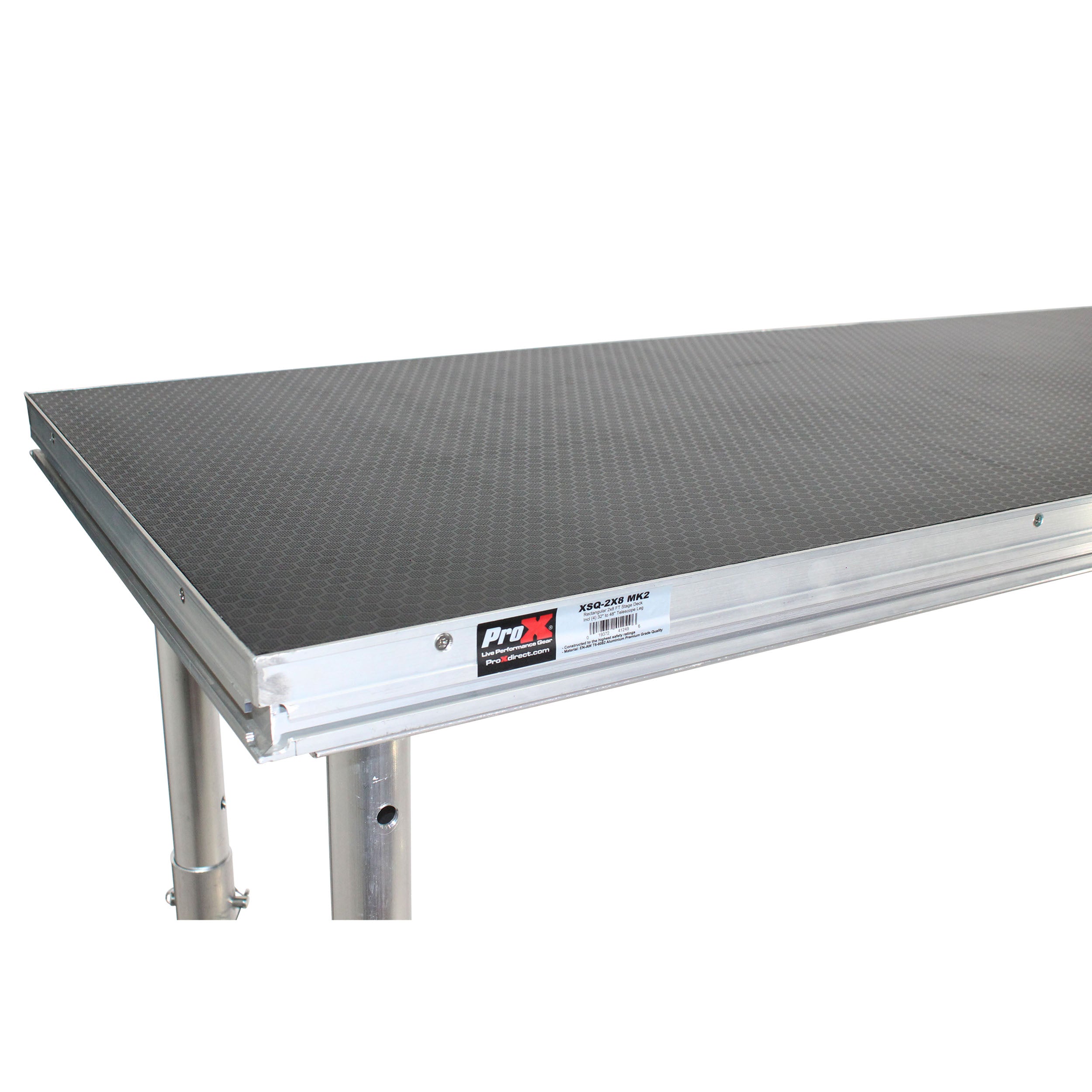 StageQ 2 ft x 8 ft Stage Deck w/ 4 Adjustable 28–48 inch Legs