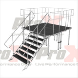8x8 StageQ Platform Package 4x4 Decks w/ Steps Adjustable 28-48 Guard Rails and 7 Step