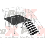 8x8 StageQ Platform Package 4x4 Decks w/ Steps Adjustable 28-48 Guard Rails and 7 Step