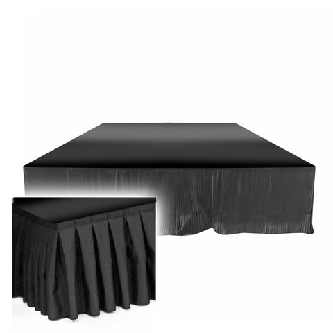 40" 8ft Width Black Portable Stage Skirt Polyester Fire-Retardant Platform Skirting