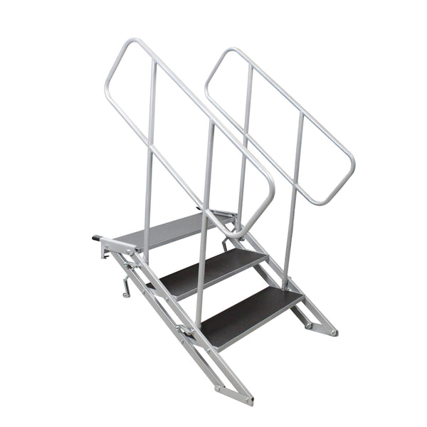 StageQ 3 Step Heavy Duty Foldable Adjustable 18 to 28 Inch with Rail