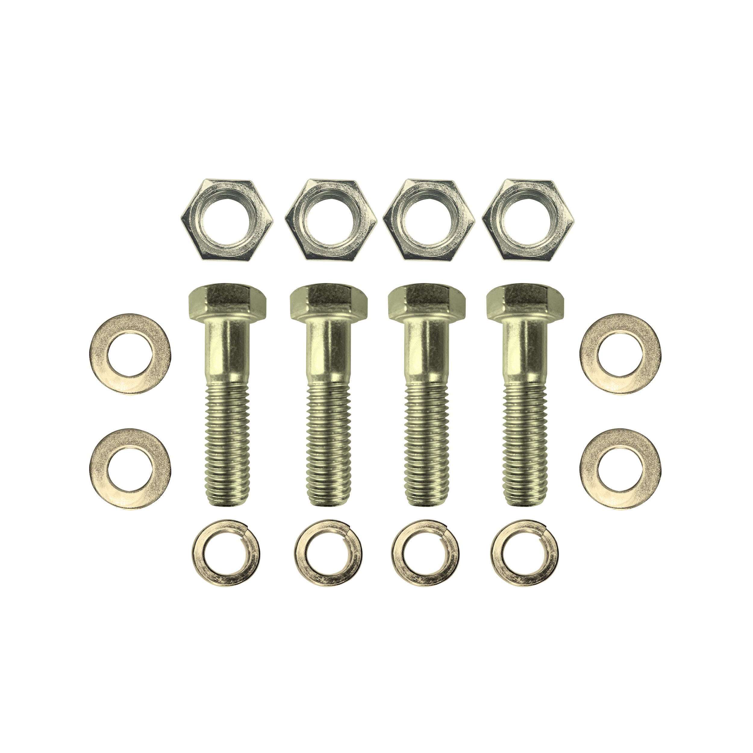 Set of (4) 2.5" Length Hex Short Yellow Zinc Truss Bolts Nuts Washers – Grade 8 (5/8”-11 x 2-1/2 NC)