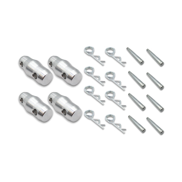Set of (4) Double Sided Conical Couplers with connectors and pins