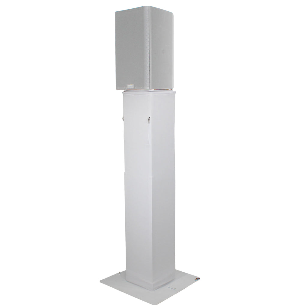 Flex Totem TV - 3ft to 6ft Height Adjustable Totem Stand Incl. TV Mount, Foldable Base Plate and Speaker Stud