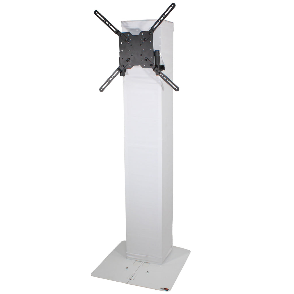 Flex Totem TV - 3ft to 6ft Height Adjustable Totem Stand Incl. TV Mount, Foldable Base Plate and Speaker Stud