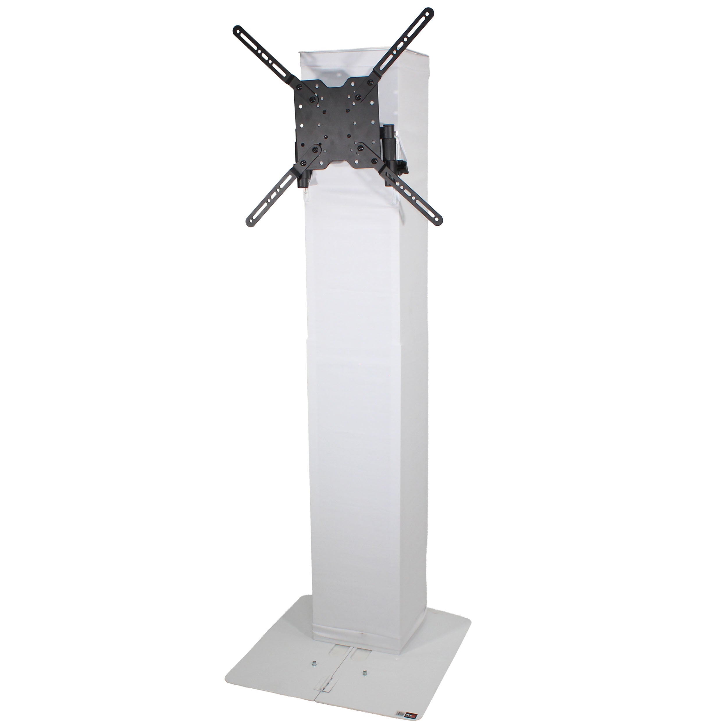 Flex Totem TV - 3ft to 6ft Height Adjustable Totem Stand Incl. TV Mount, Foldable Base Plate and Speaker Stud