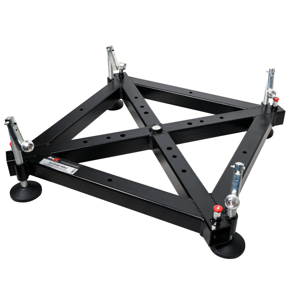 Universal Vertical Tower Truss Ground Support Base on Wheels with Leveling Jacks for F34, F44 and 12" Bolt truss