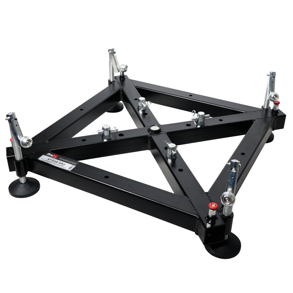 Universal Vertical Tower Truss Ground Support Base on Wheels with Leveling Jacks for F34, F44 and 12" Bolt truss