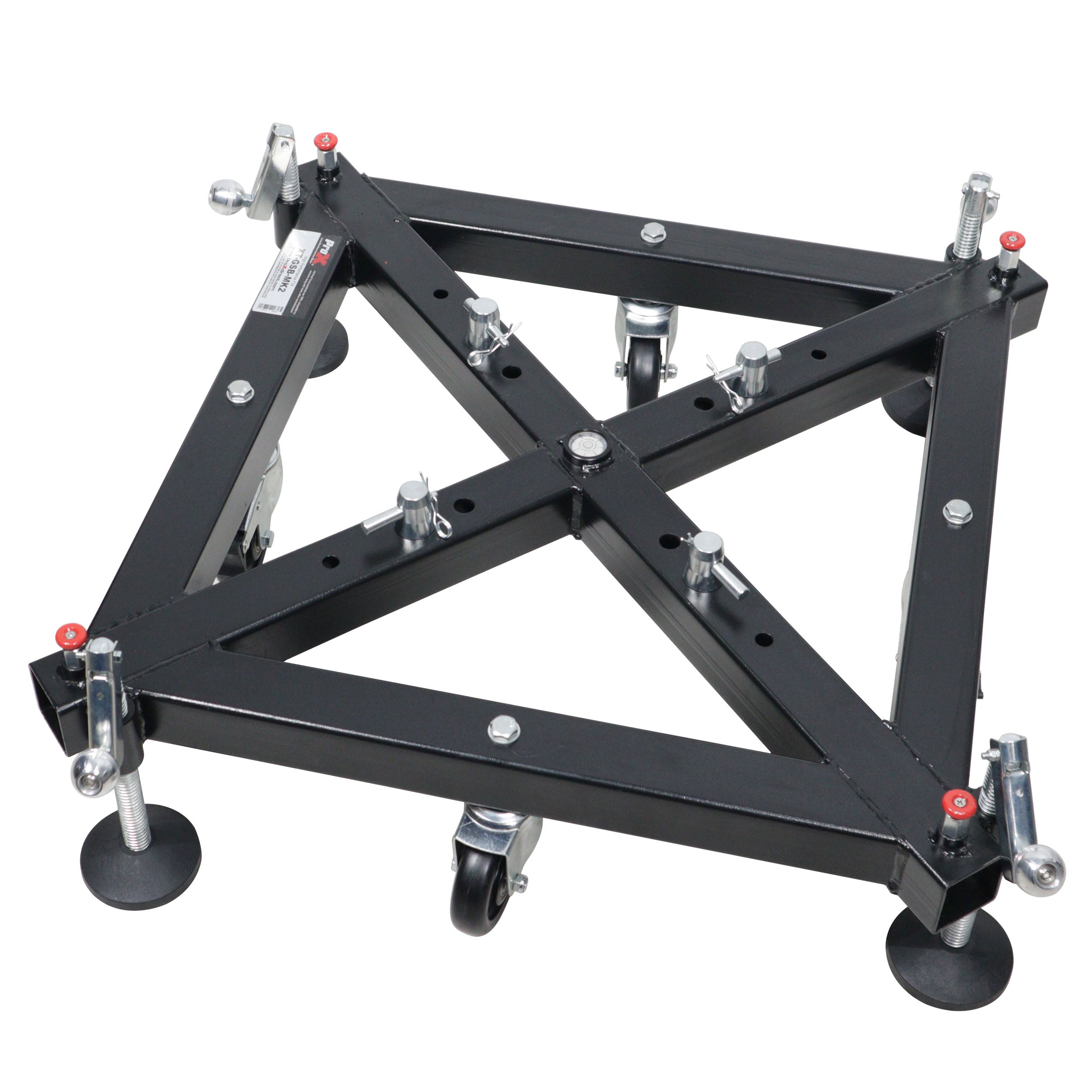 Universal Vertical Tower Truss Ground Support Base on Wheels with Leveling Jacks for F34, F44 and 12" Bolt truss