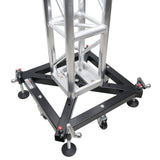 Universal Vertical Tower Truss Ground Support Base on Wheels with Leveling Jacks for F34, F44 and 12" Bolt truss