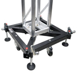 Universal Vertical Tower Truss Ground Support Base on Wheels with Leveling Jacks for F34, F44 and 12" Bolt truss