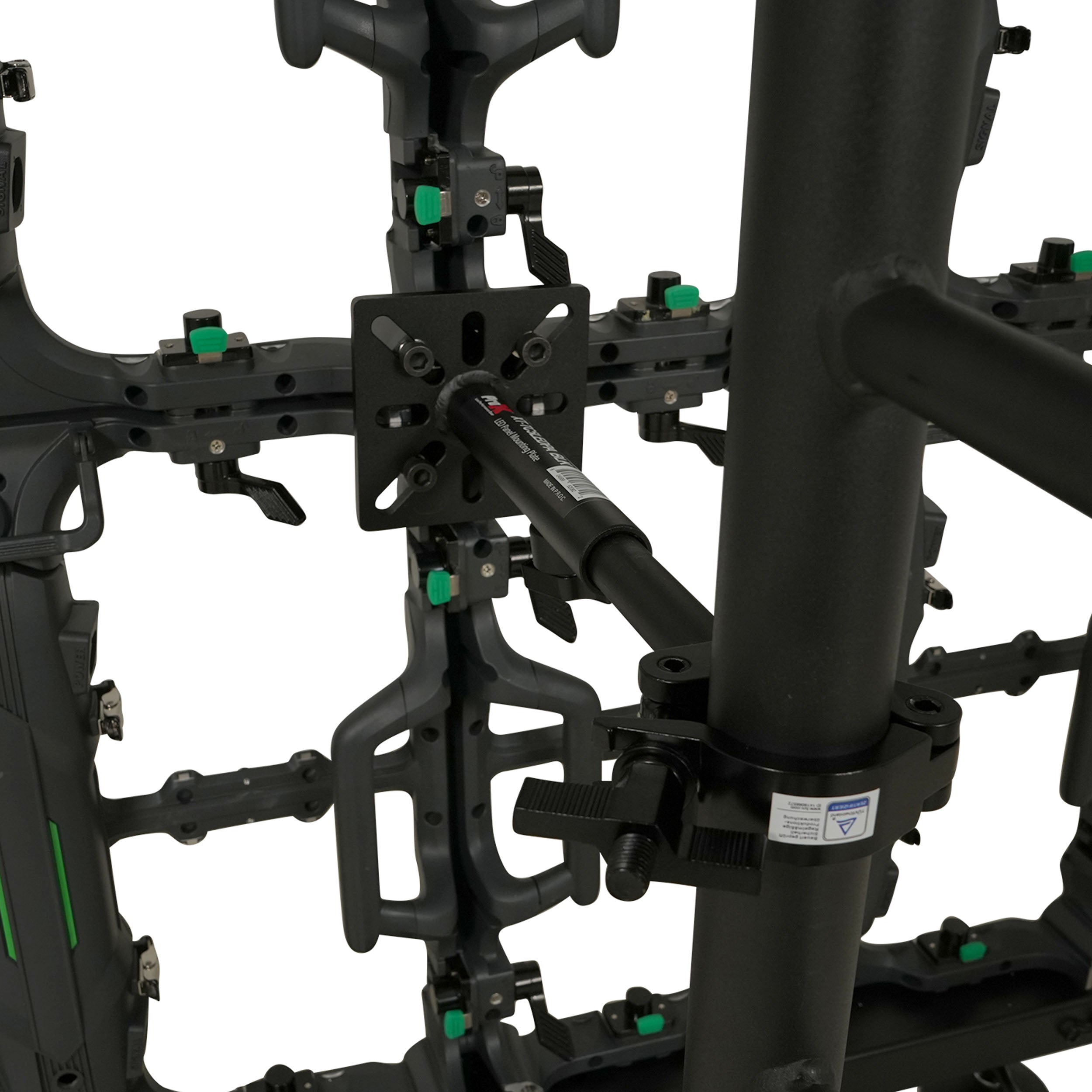 Black 10-13" LED Panel Wall Mounting Plate to Extension 2" Pole Truss Clamp for Ground Stacking and Hanging