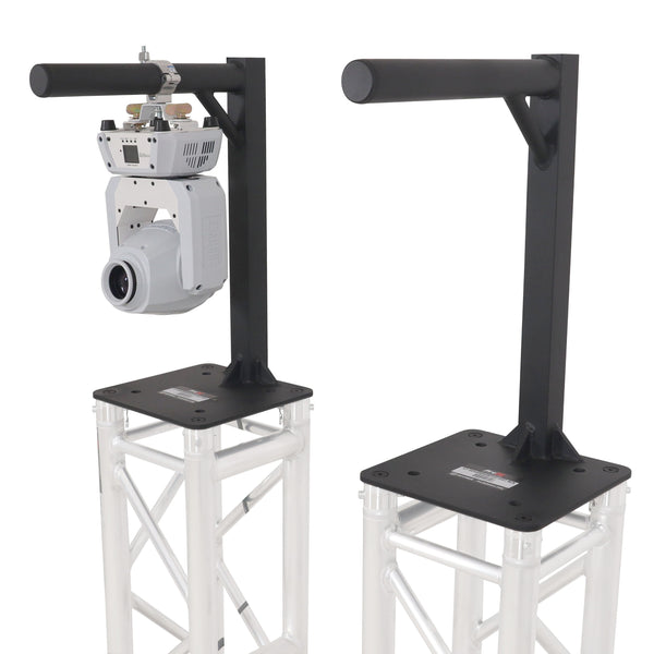 Set of 2 Inverted Lighting Mount Top Plates with 24"H and 16"L, 2" OD Arm in Black