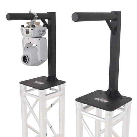 Set of 2 Inverted Lighting Mount Top Plates with 24"H and 16"L, 2" OD Arm in Black