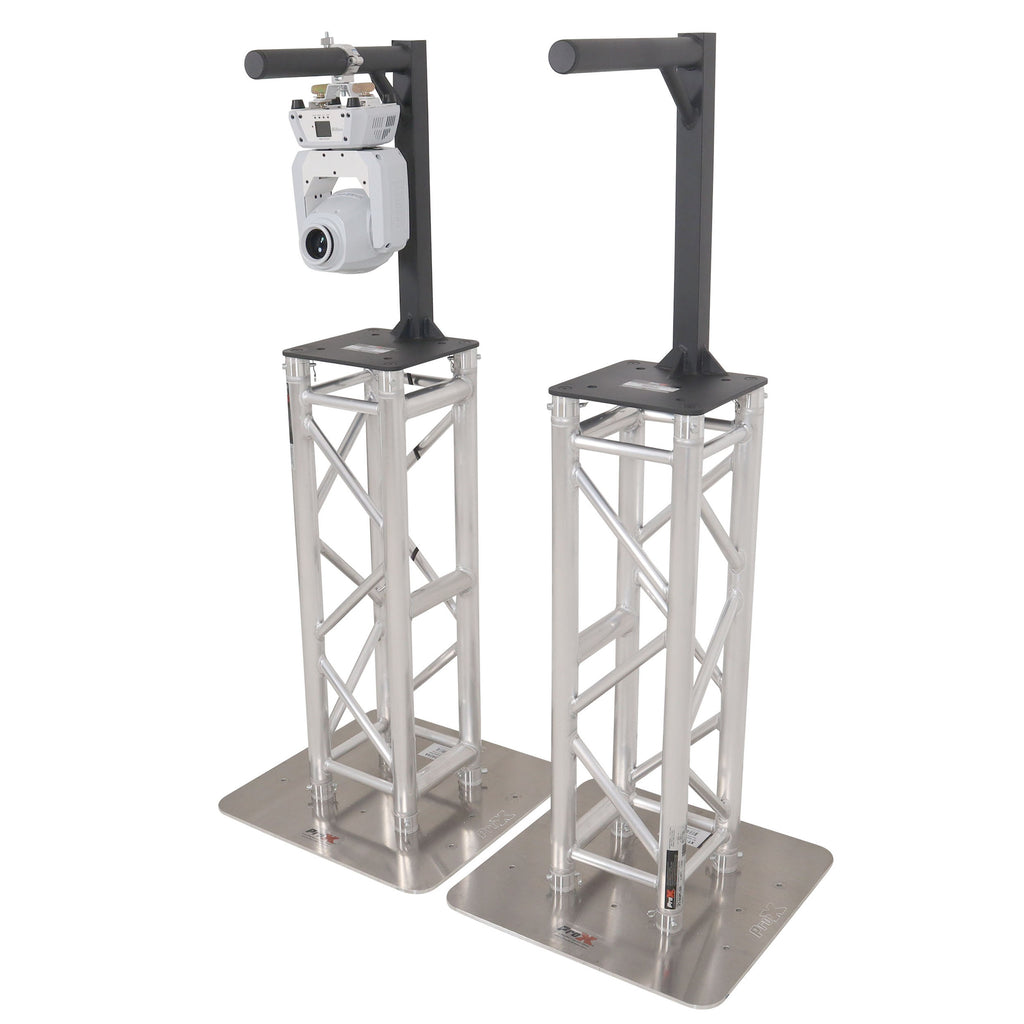Set of 2 Inverted Lighting Mount Top Plates with 24"H and 16"L, 2" OD Arm in Black