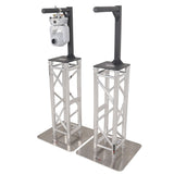 Set of 2 Inverted Lighting Mount Top Plates with 24"H and 16"L, 2" OD Arm in Black