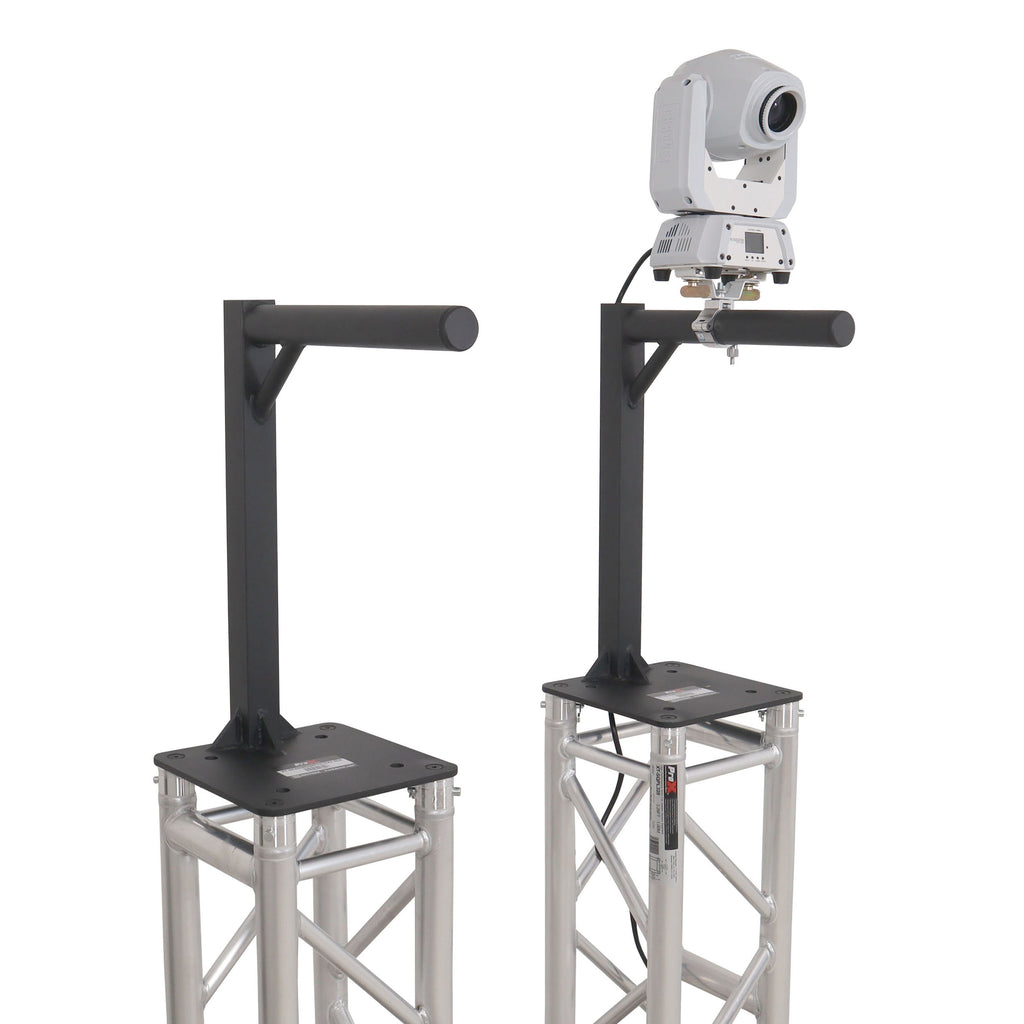 Set of 2 Inverted Lighting Mount Top Plates with 24"H and 16"L, 2" OD Arm in Black