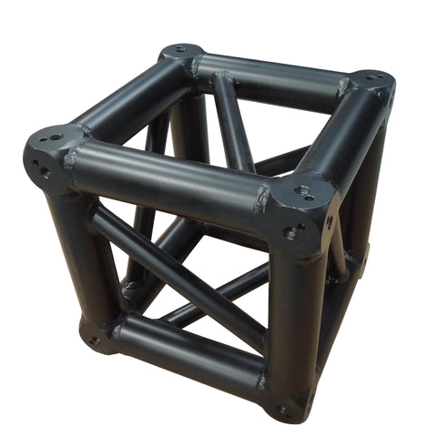 6 Way Square Truss Junction Block - Includes 4 Way 16 Half Conical Couplers | Black Powder Coated | 3mm Wall
