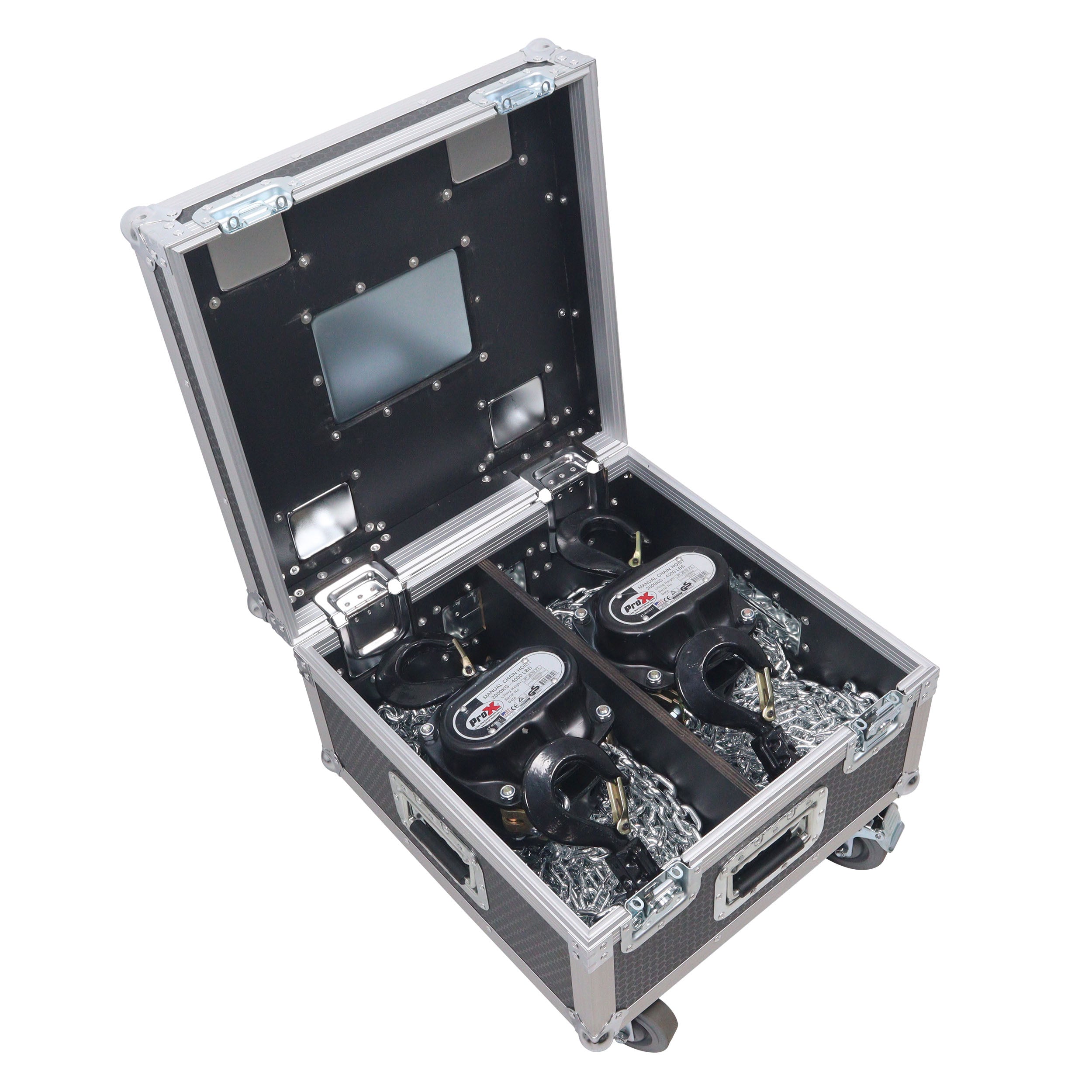 Set of Two 2-Ton 30' Ft. Manual Chain Hoist with ATA Flight Style Road Case for stage truss roof system and line array speakers