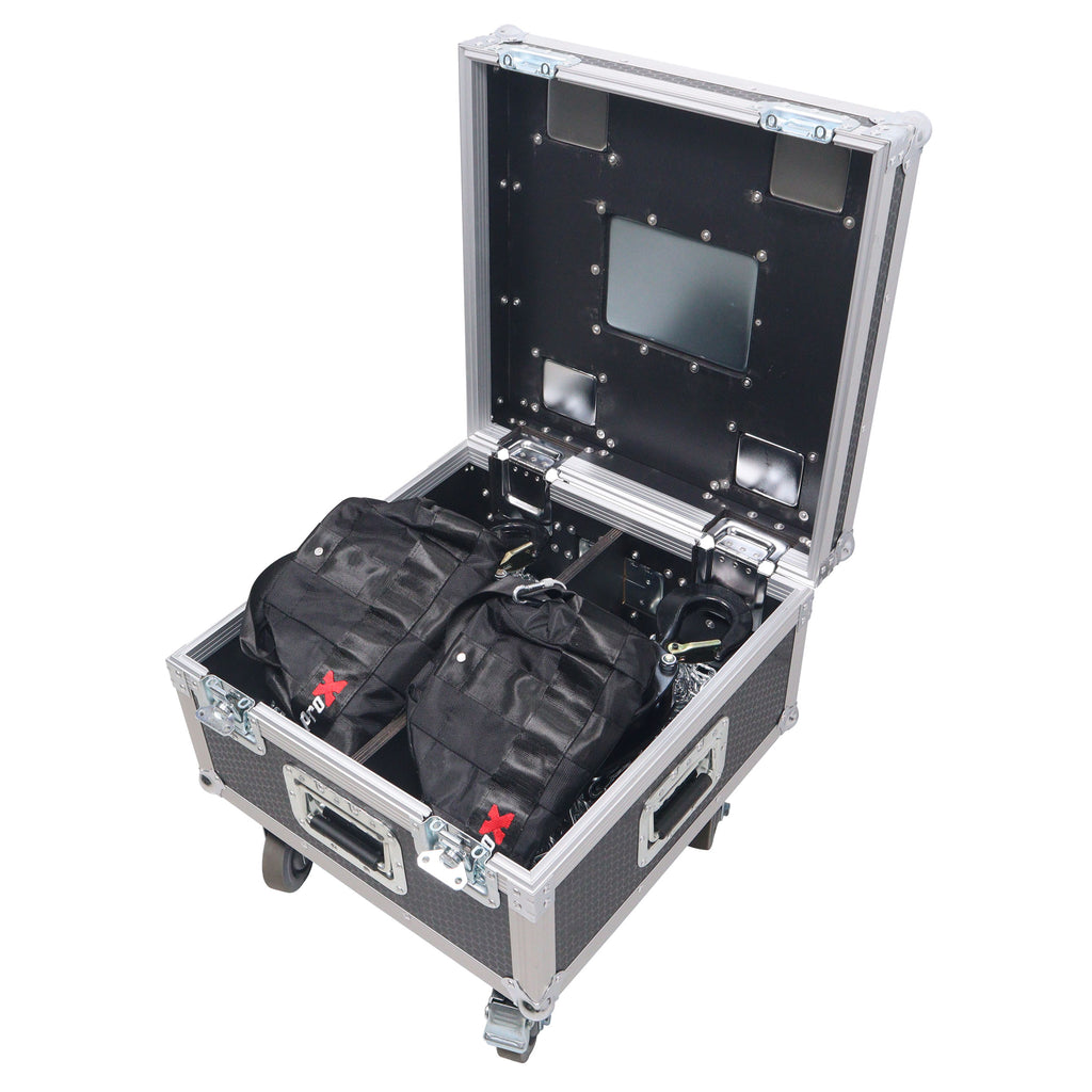 Set of Two 2-Ton 30' Ft. Manual Chain Hoist with ATA Flight Style Road Case for stage truss roof system and line array speakers
