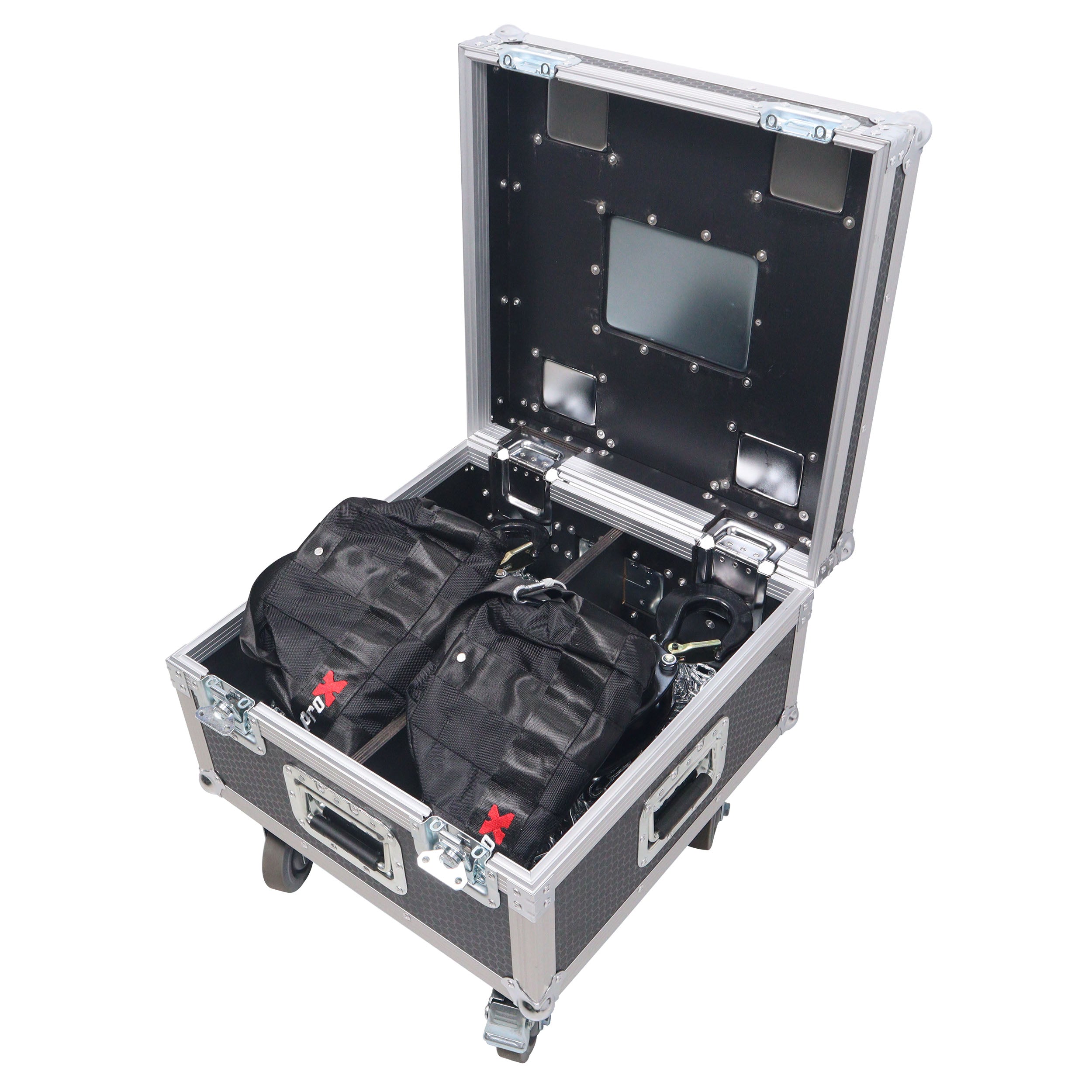 Set of Two 2-Ton 30' Ft. Manual Chain Hoist with ATA Flight Style Road Case for stage truss roof system and line array speakers