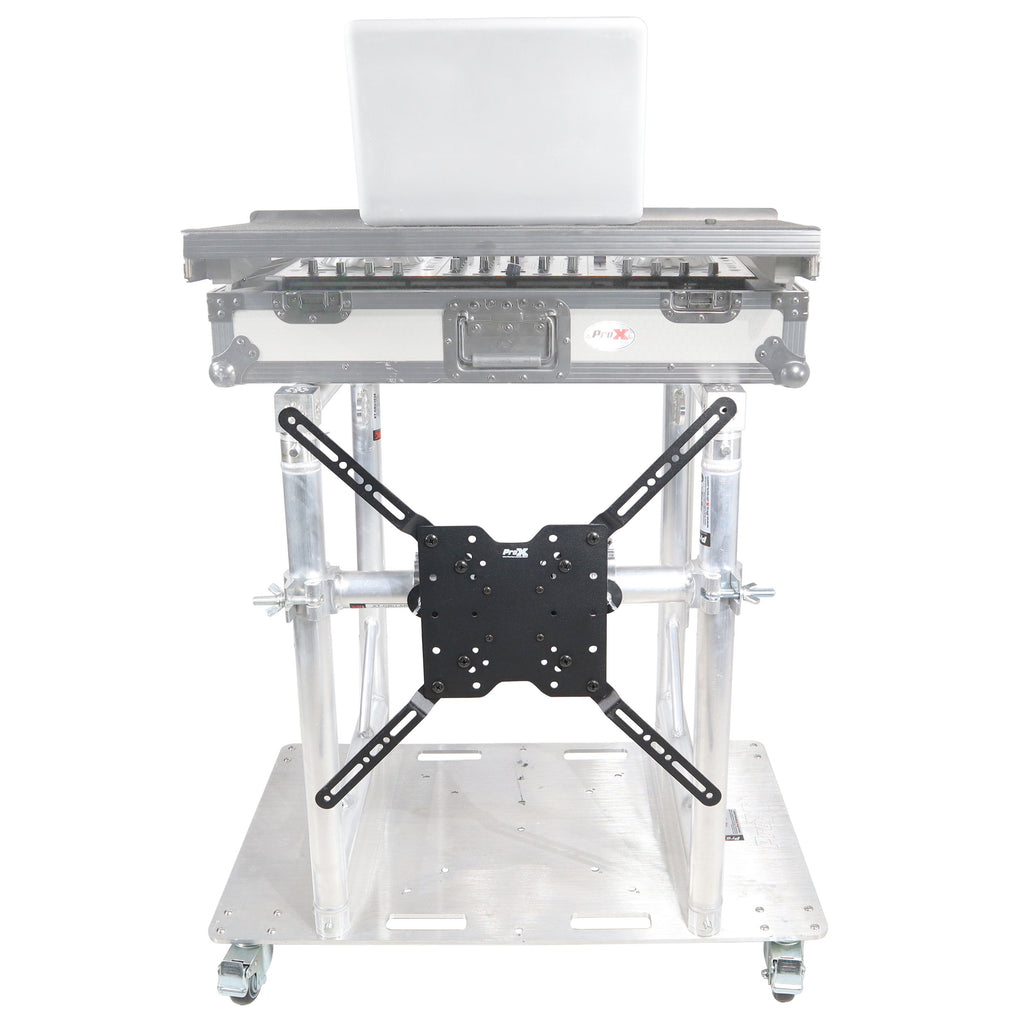 Modular Mobile Media TV DJ Station Booth for ProX XT-GRU Rapid Grid Modular System and base plate with wheels