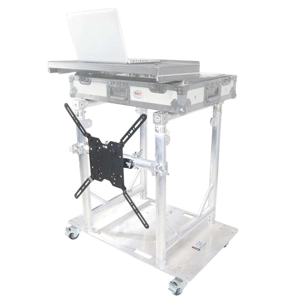 Modular Mobile Media TV DJ Station Booth for ProX XT-GRU Rapid Grid Modular System and base plate with wheels