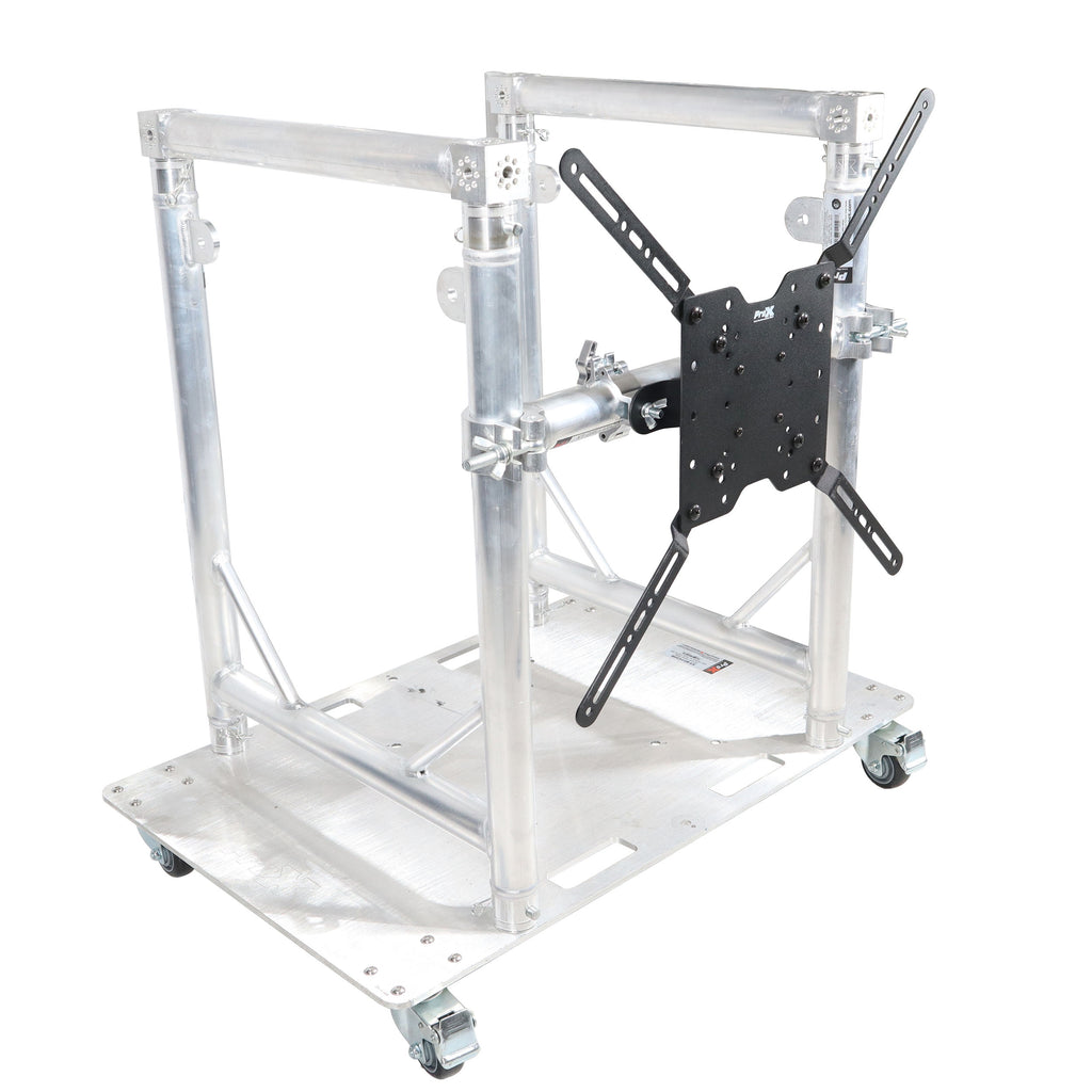 Modular Mobile Media TV DJ Station Booth for ProX XT-GRU Rapid Grid Modular System and base plate with wheels