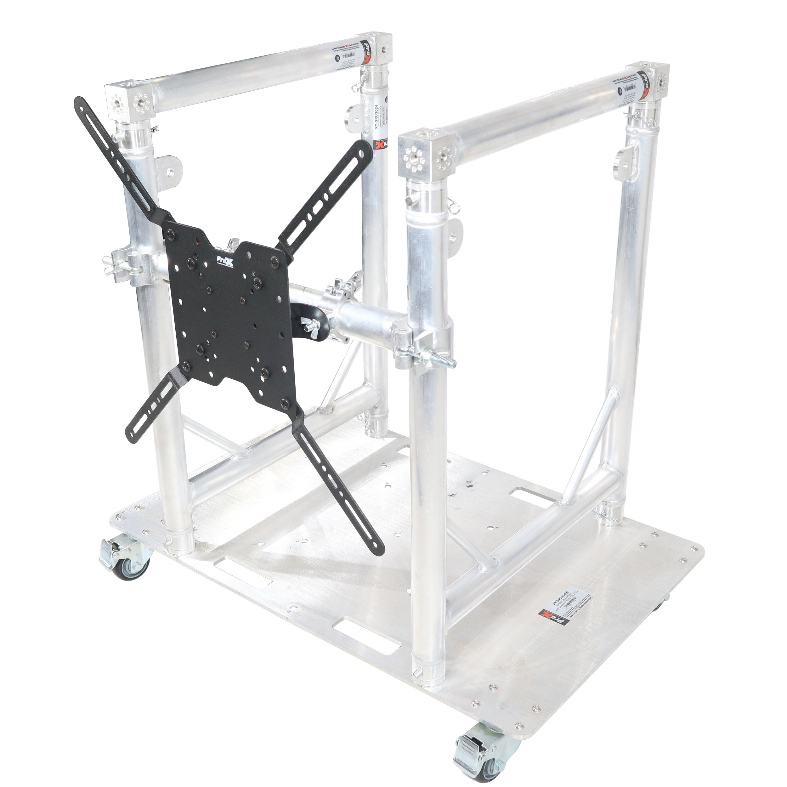 Modular Mobile Media TV DJ Station Booth for ProX XT-GRU Rapid Grid Modular System and base plate with wheels