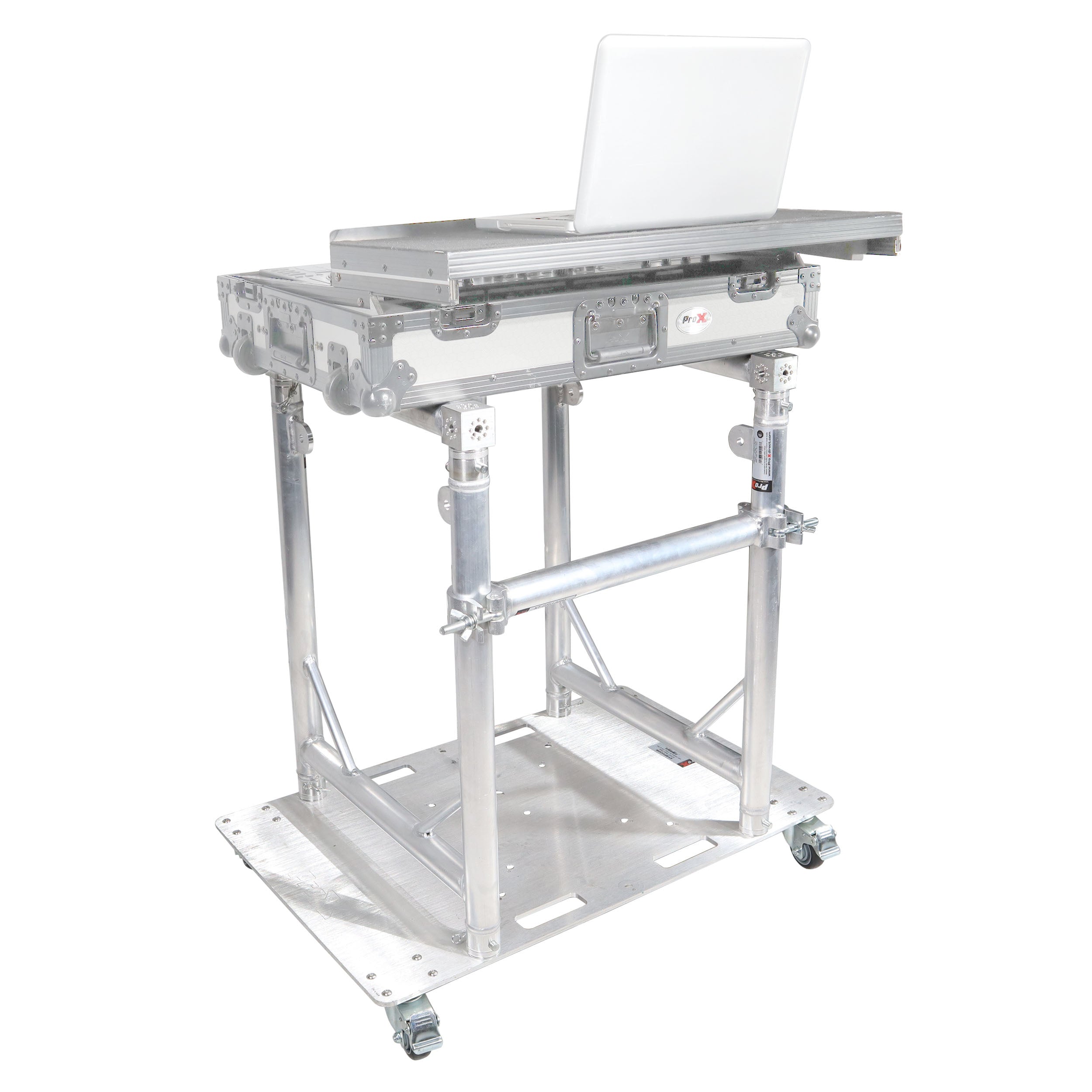 Modular Mobile Media TV DJ Station Booth for ProX XT-GRU Rapid Grid Modular System and base plate with wheels