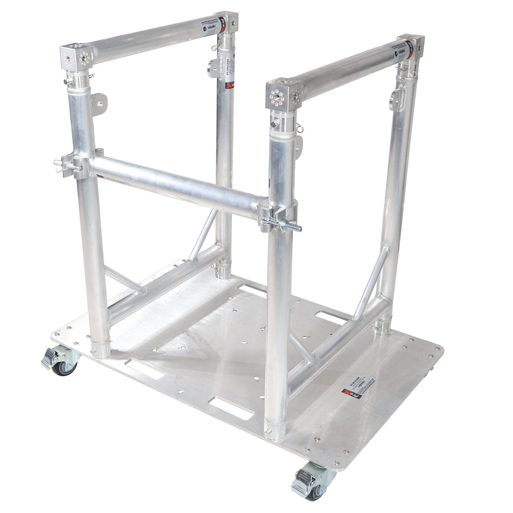 Modular Mobile Media TV DJ Station Booth for ProX XT-GRU Rapid Grid Modular System and base plate with wheels