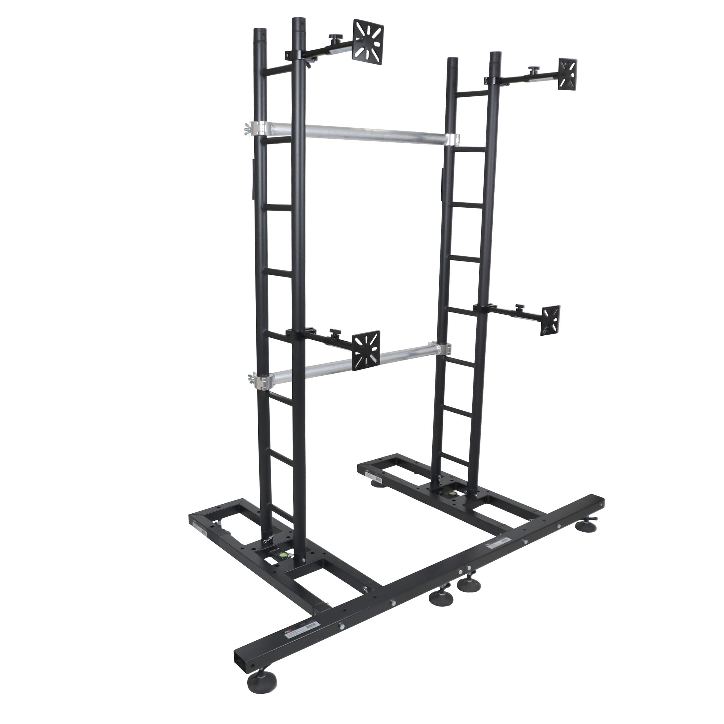 Black 10-13" LED Panel Wall Mounting Plate to Extension 2" Pole Truss Clamp for Ground Stacking and Hanging