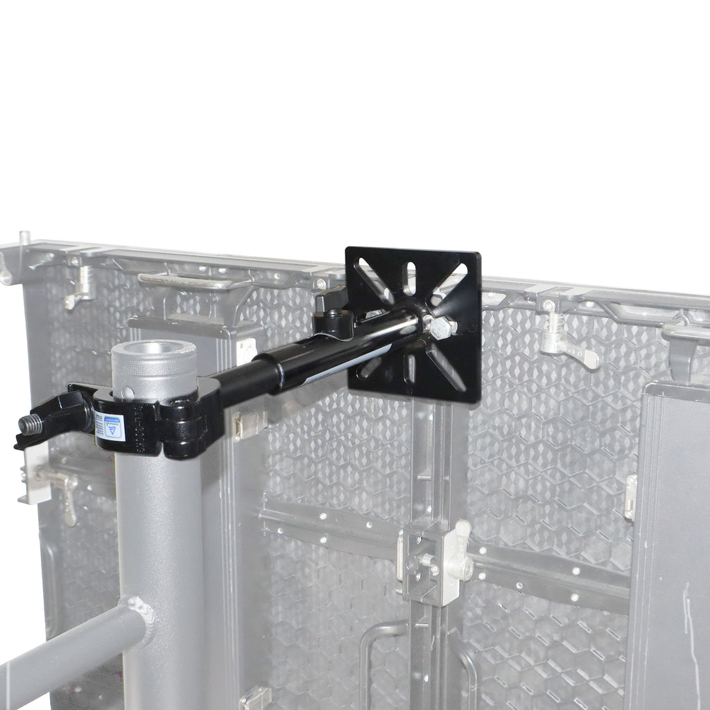 Black 10-13" LED Panel Wall Mounting Plate to Extension 2" Pole Truss Clamp for Ground Stacking and Hanging